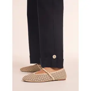 Mint Velvet Navy Cropped Wide Chino Trousers